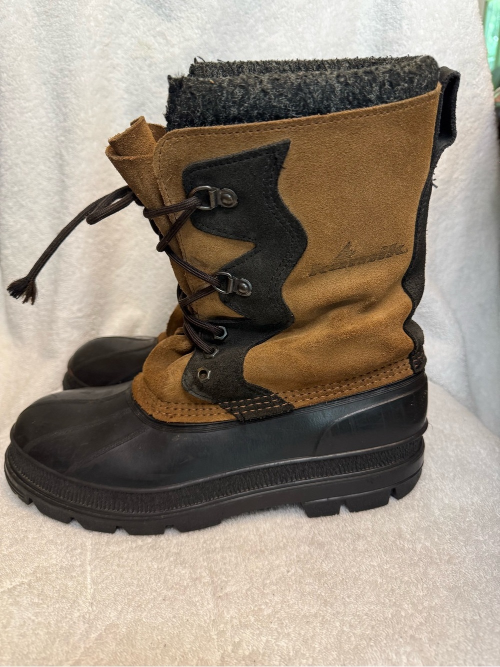 Vintage Kamik Pac Boots Mens 10 Waterproof Rubber Duck Winter Snow Suede Canada